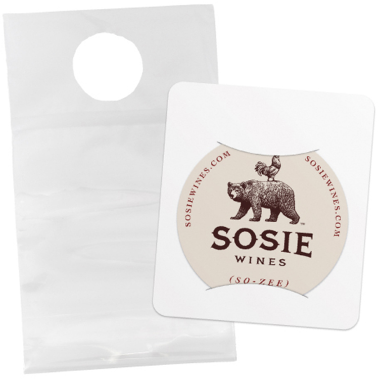 1 Anti-Drip Wine Pourer Disc with his White Plastic Carrier in a clear Polypropylene Bottle Neck Bag 1