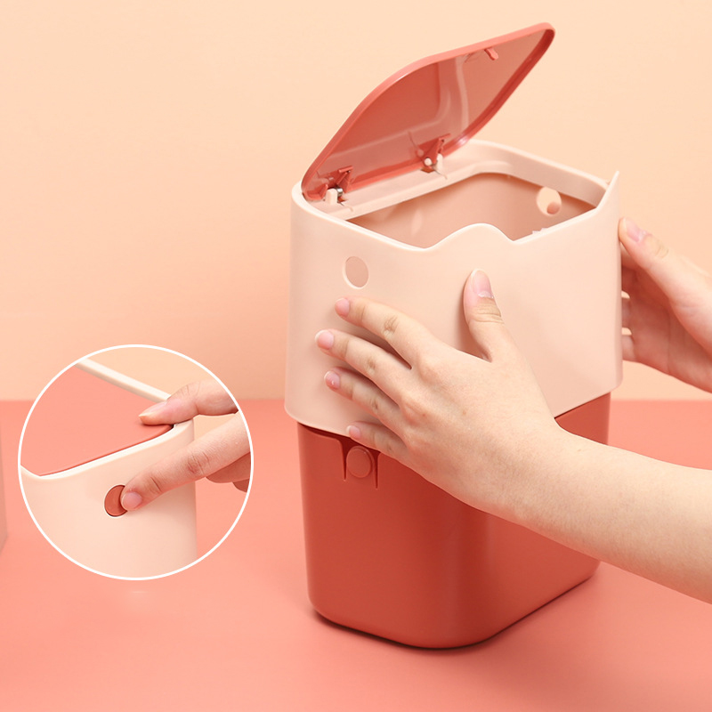 Mini Desktop Trash Can w/Lid 8