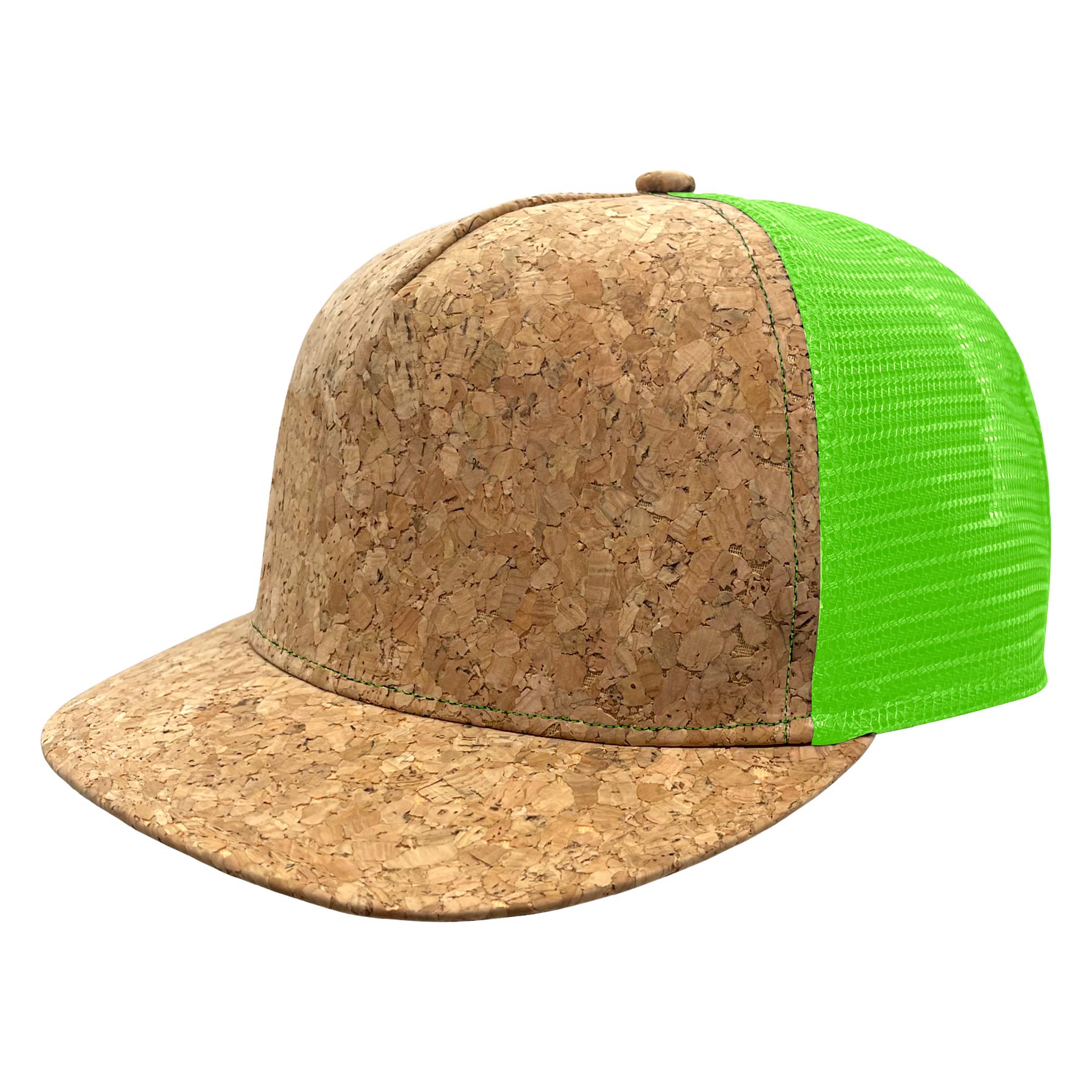 Cork Flat Visor 5 Panel Snapback Mesh Back Trucker Hat 9