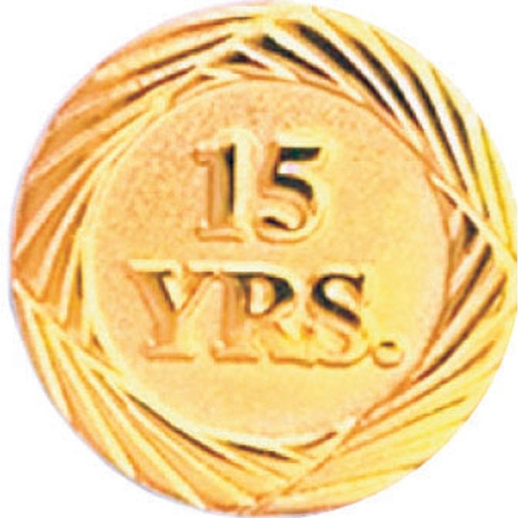 Bright Gold 15 Year Service Lapel Pin 2
