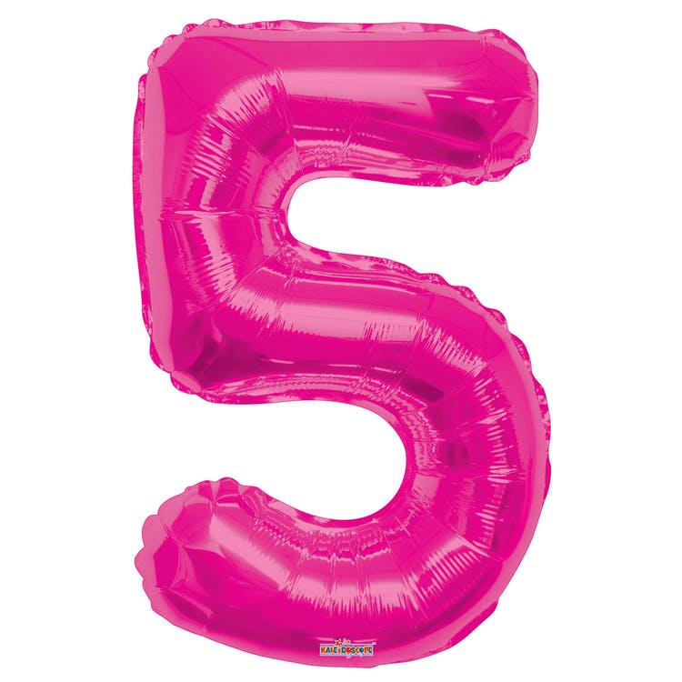 Mylar Number 5 Balloons - Pink 34" 2