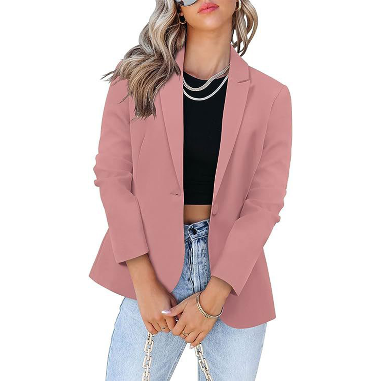 Womens Casual Blazers Open Front Long Sleeve Work Jacket 3
