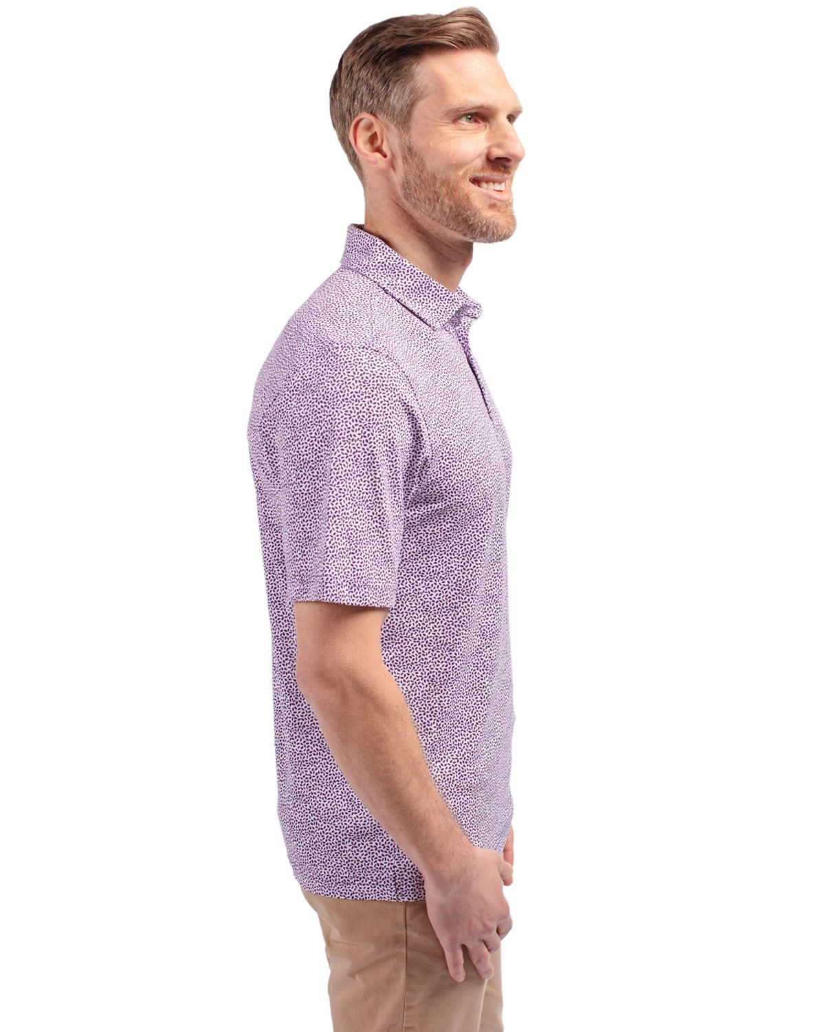 Cutter & Buck Virtue Recycled Botanical Print Featherlight Pique Mens  Polo 84