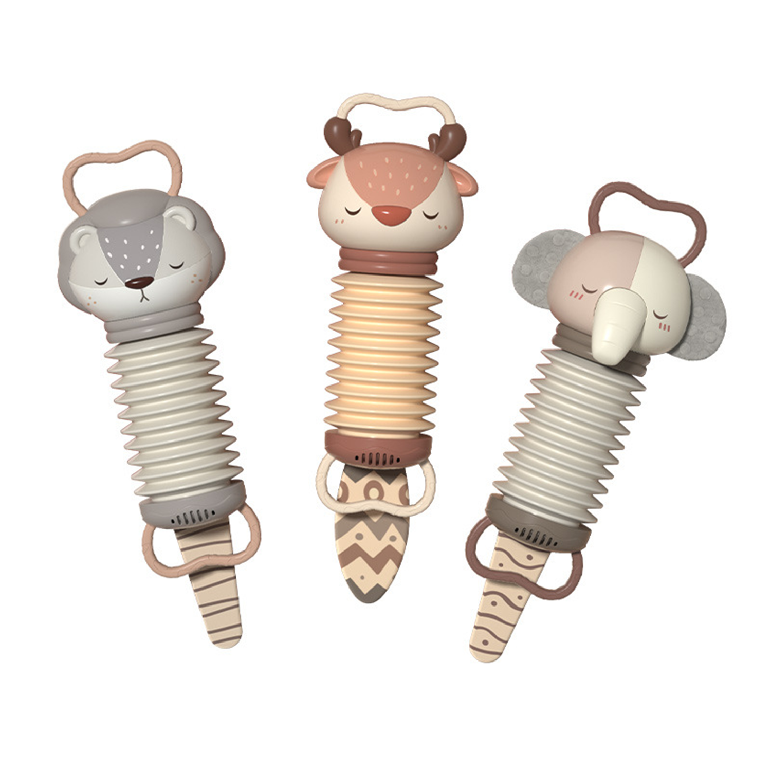 Baby Animal Head Design Hand-Pull Musical Instrument Toys 3