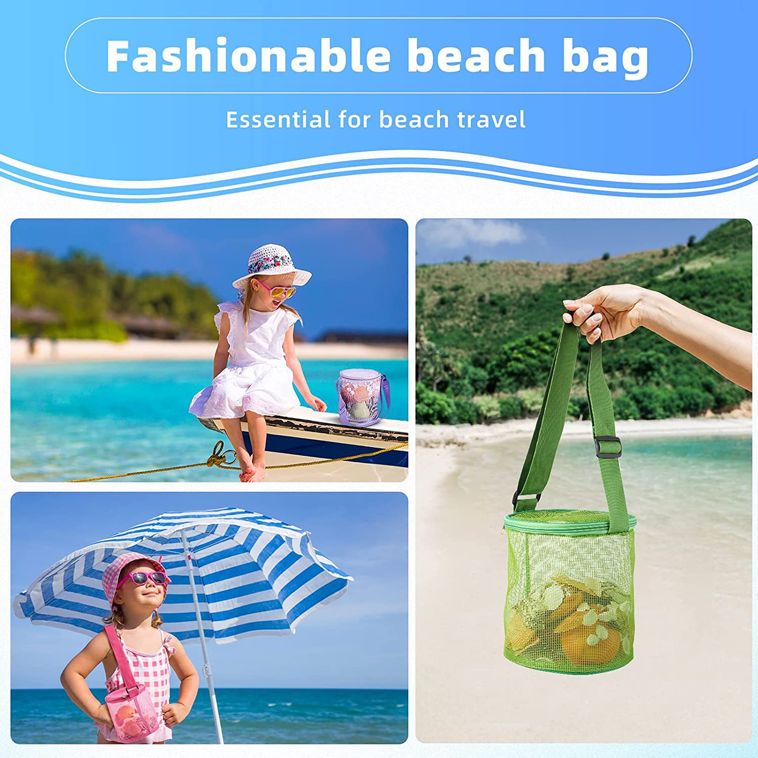 Beach Seashell Bag Beach Toy Tote / Zippers 4