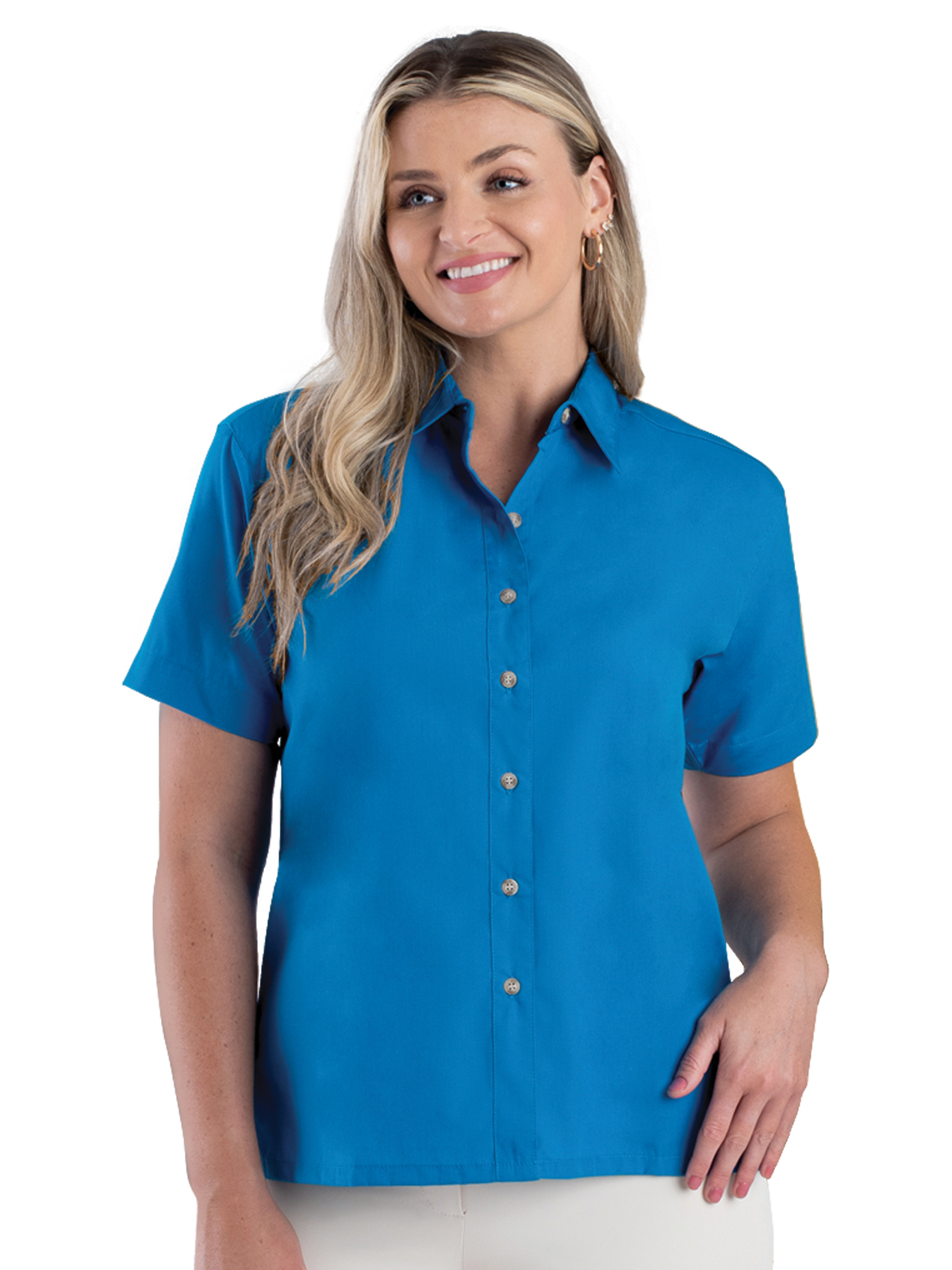 Blue Generation - Women's Pocketless Short Sleeve Superblend Poplin Shirt 27