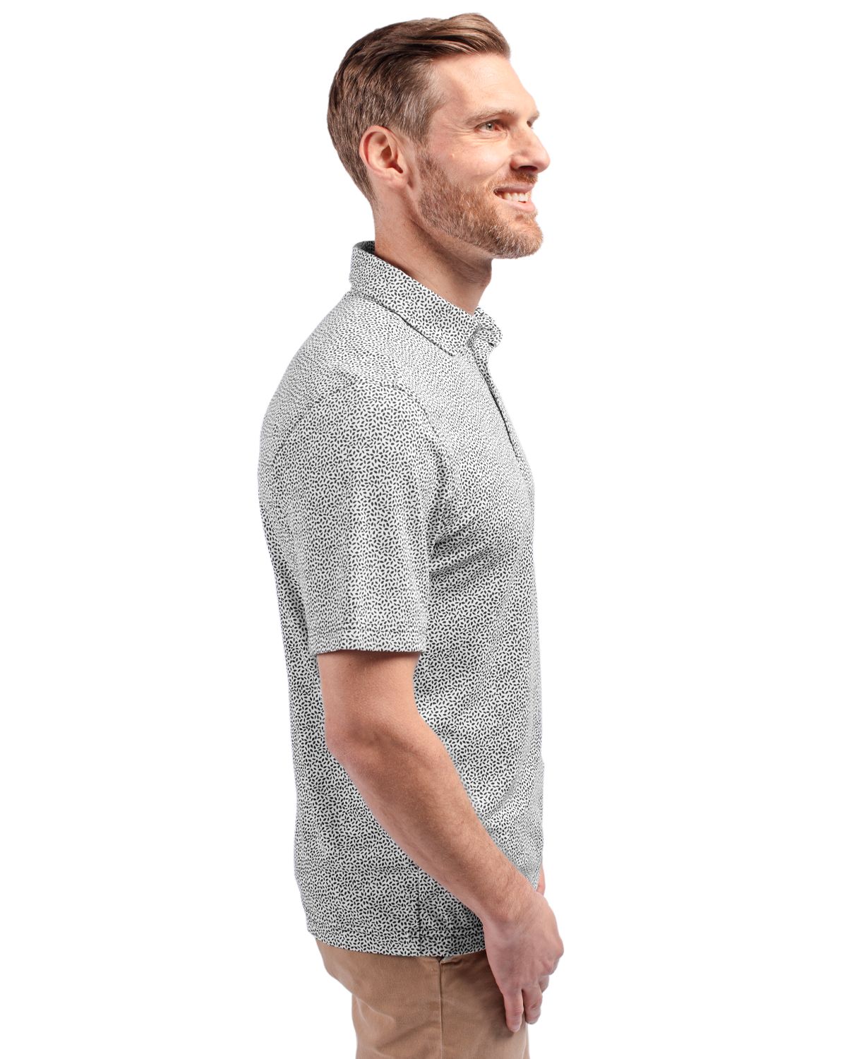 Cutter & Buck Virtue Recycled Botanical Print Featherlight Pique Mens  Polo 92