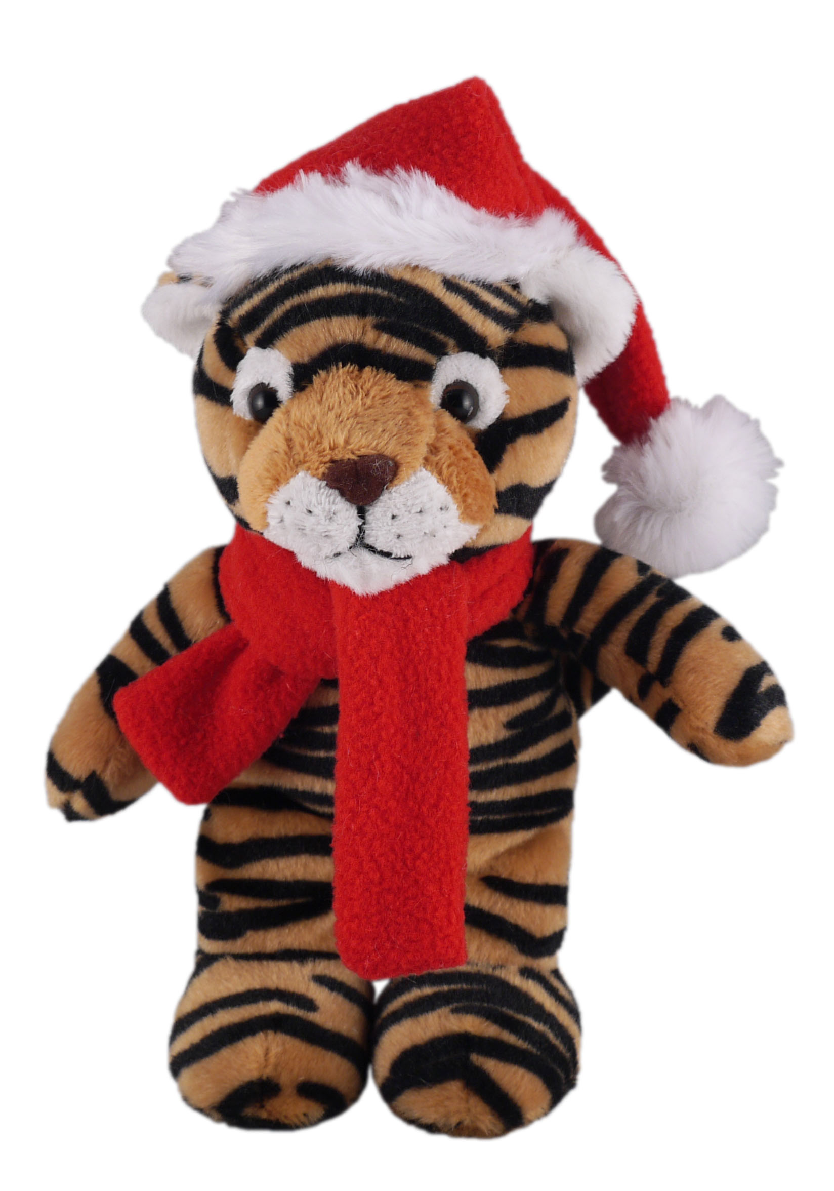 Soft Plush Stuffed Tiger with Christmas Hat and Scarf 2
