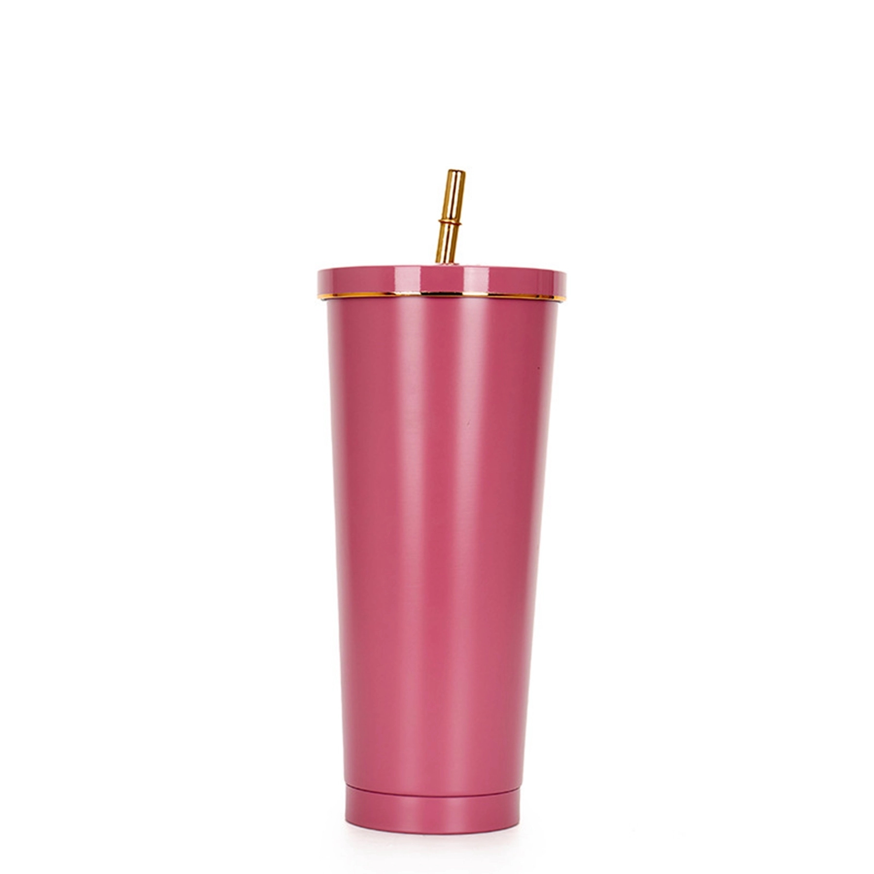 25 Oz. Double Wall Gold Edge Tumbler With Straw & Lid 9