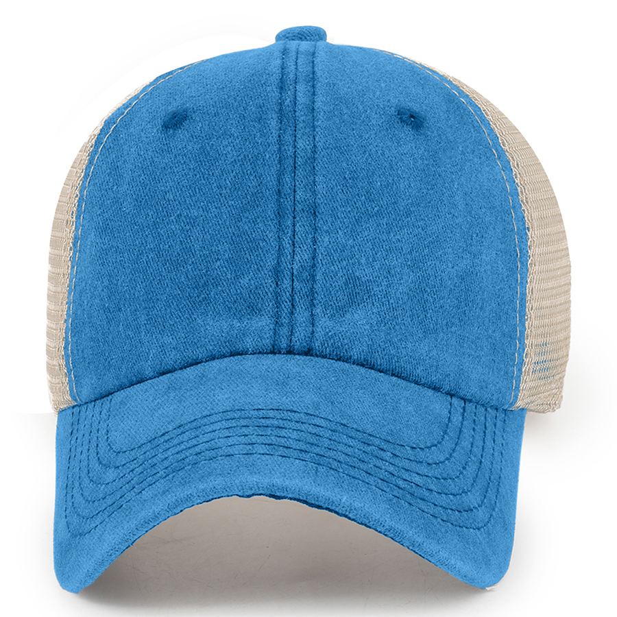 Stock 2-Tone Washed Cotton 6-Panel Trucker Cap 4
