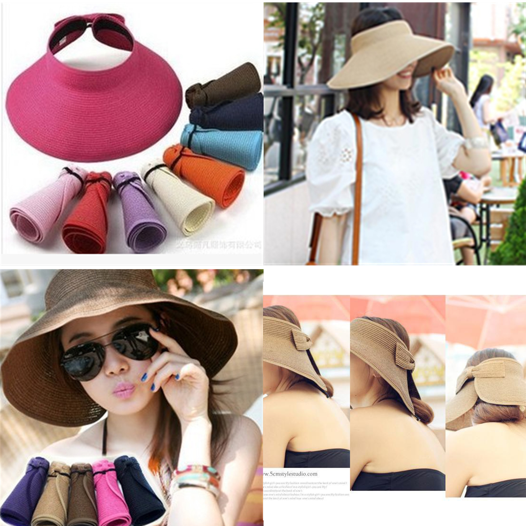 Women Foldable Straw Sun Visor 2