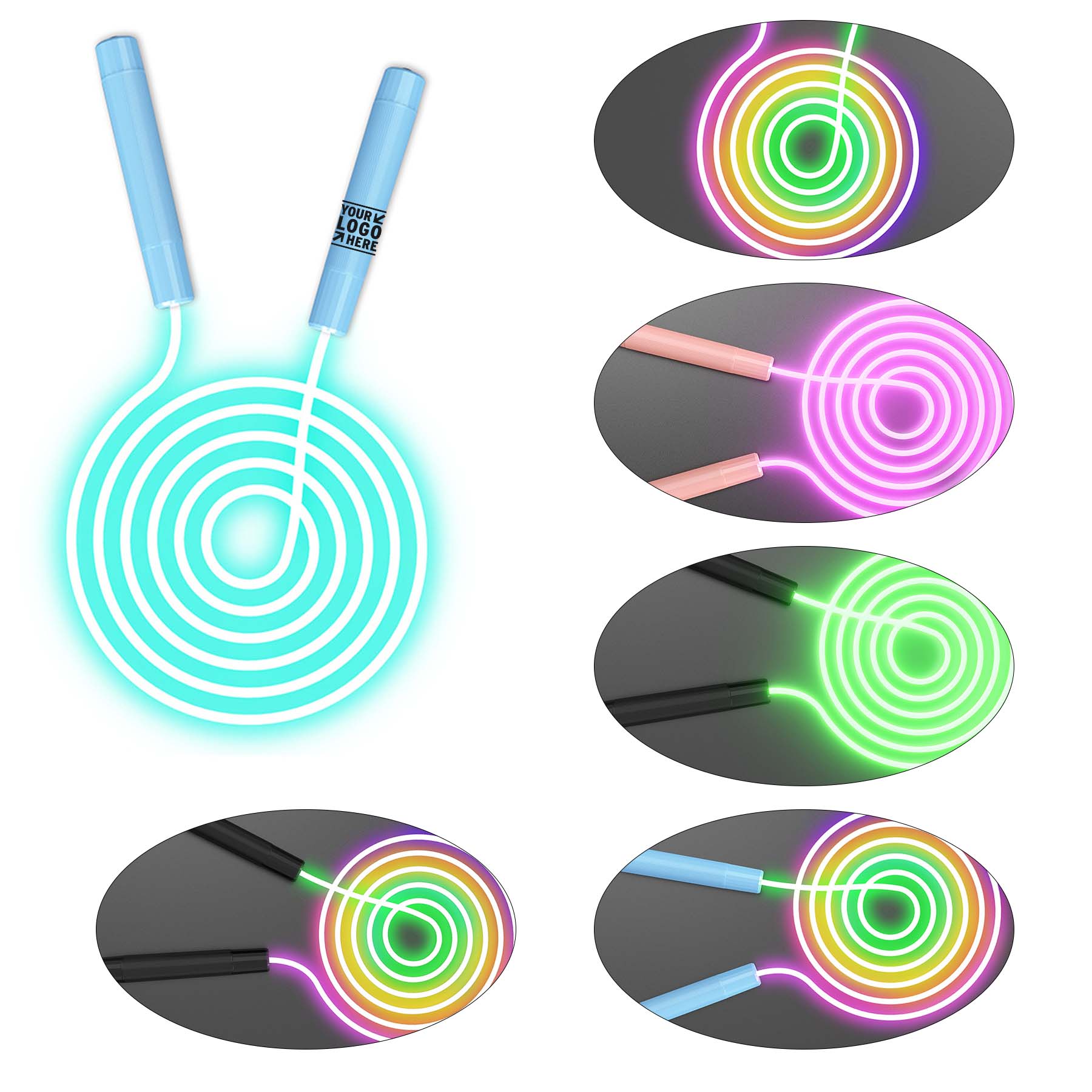 LED Light Up Rainbow 7 Color Change Kids Adults 10 FT Adjustable Fitness Skipping Rope 2