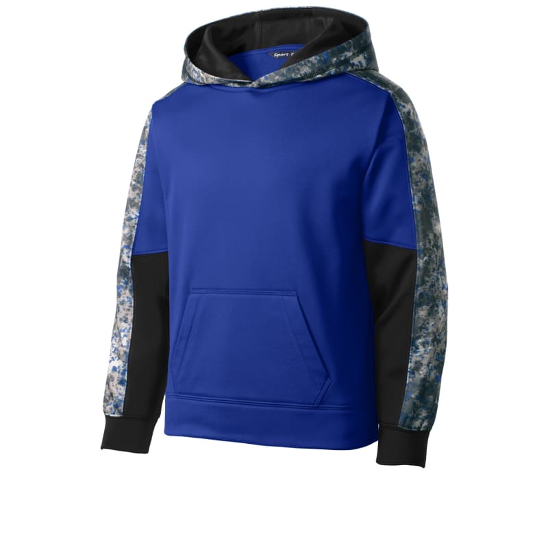 Sport-Tek Youth Sport-Wick Mineral Freeze Fleece Colorblock Hooded Pullover. 22