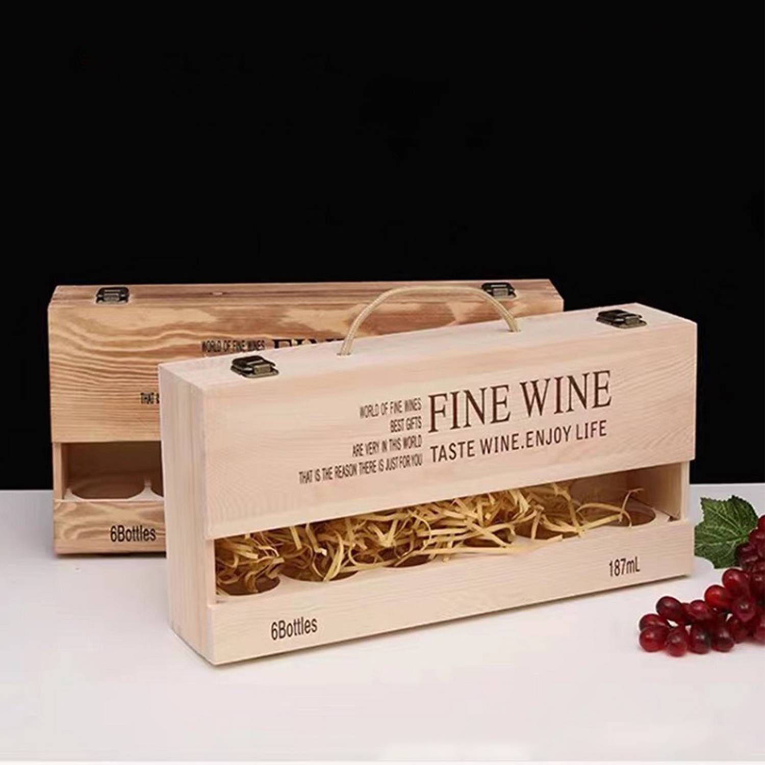 6-Bottle Wood Wine Box 6
