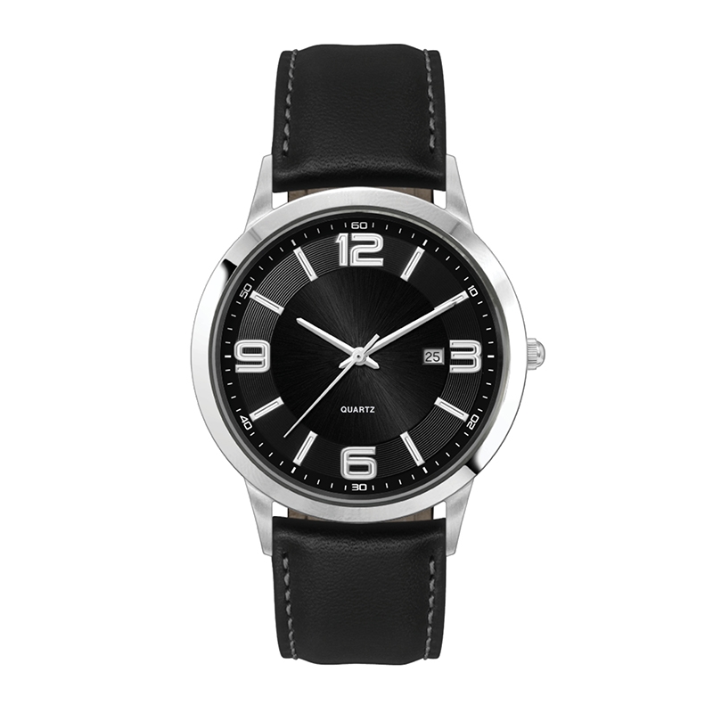 WC4216 43MM STEEL SILVER CASE, 3 HAND MVMT, BLACK DIAL, DTE DISPLAY, LEATHER STRAP, FLAT MINERAL CRYSTAL, 5 1