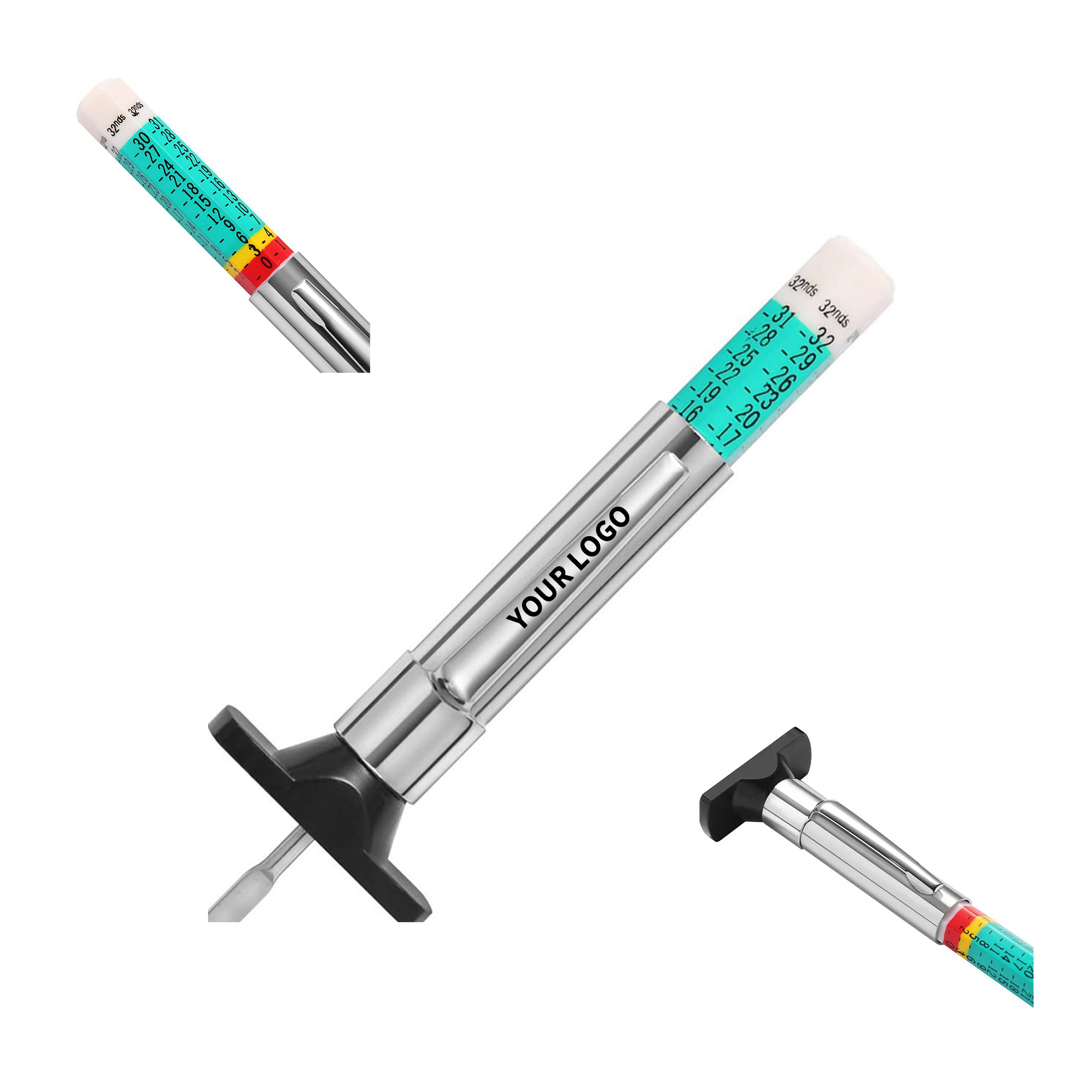 Color Coded Tire Tread Depth Gauge With Pocket Clip 2
