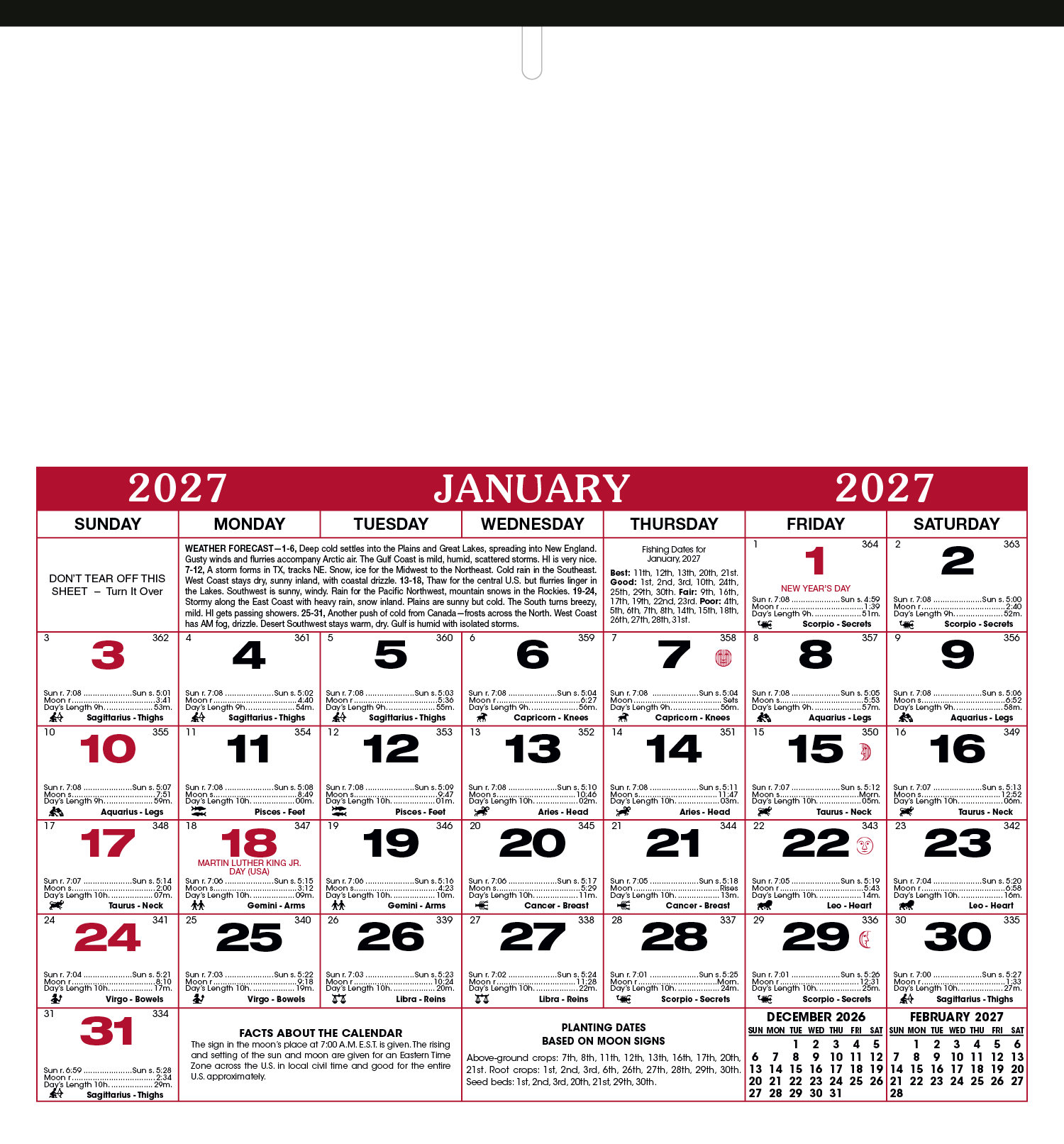 Skinner & Kennedy® Almanac Calendar 8