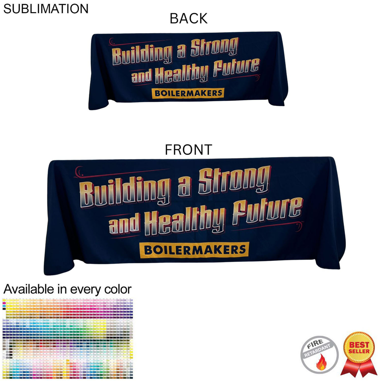 Sublimated Table Cloth for 6' table, Drape style, 4 sided, Closed Back 20