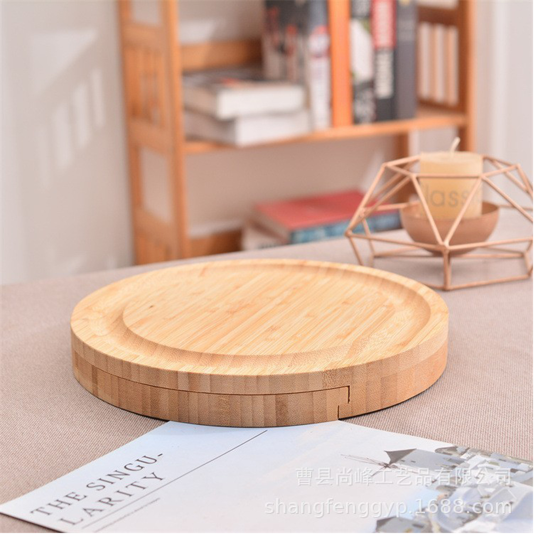 Bamboo Cheese Board Set with Knives 4