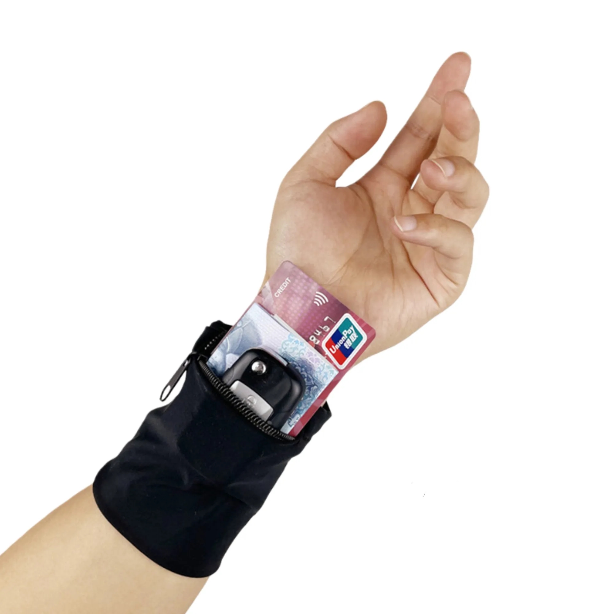 Fitness Wrist Wallet Sports Wristband With Zipper Pocket 4