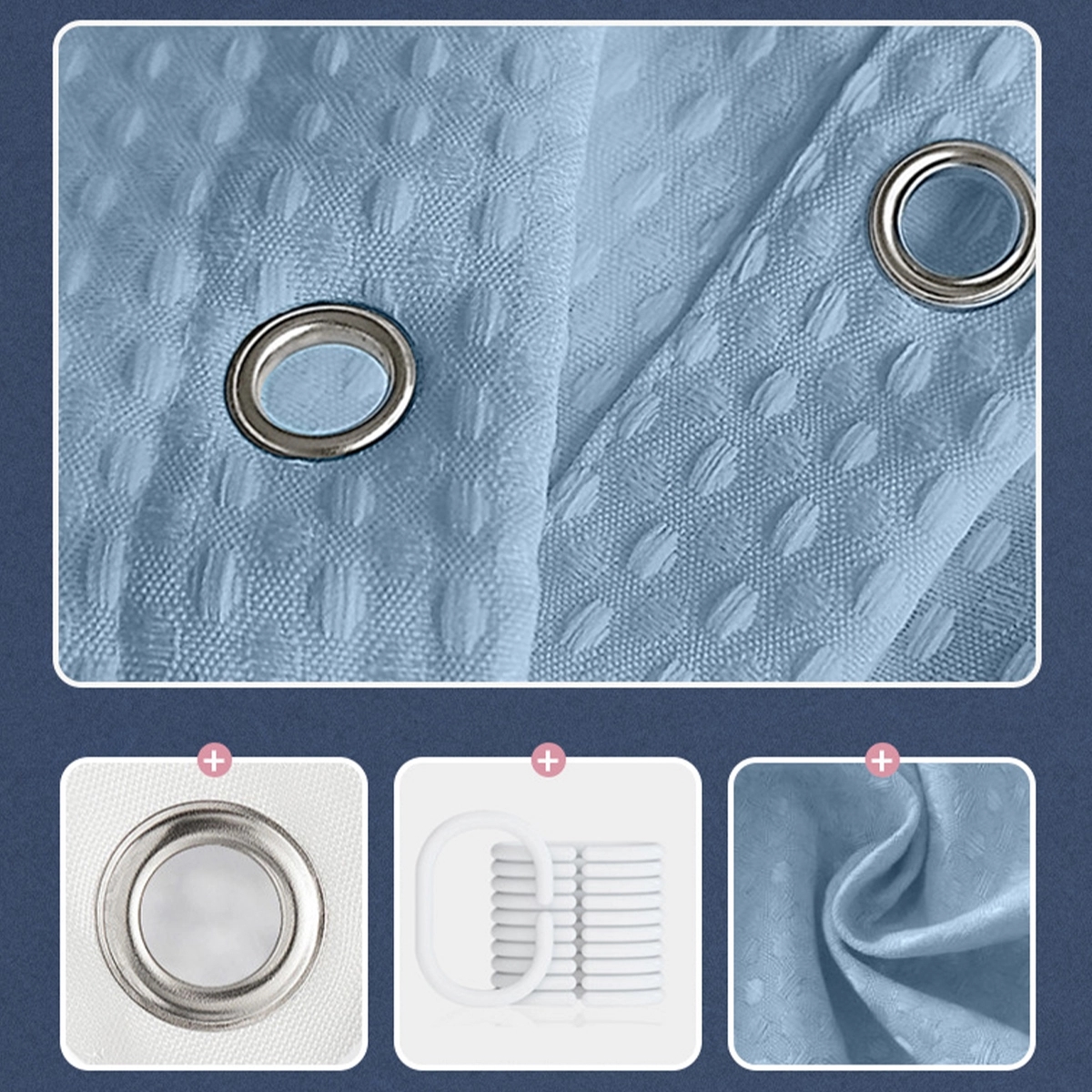 Pure Color Waffle Weave Shower Curtain 4