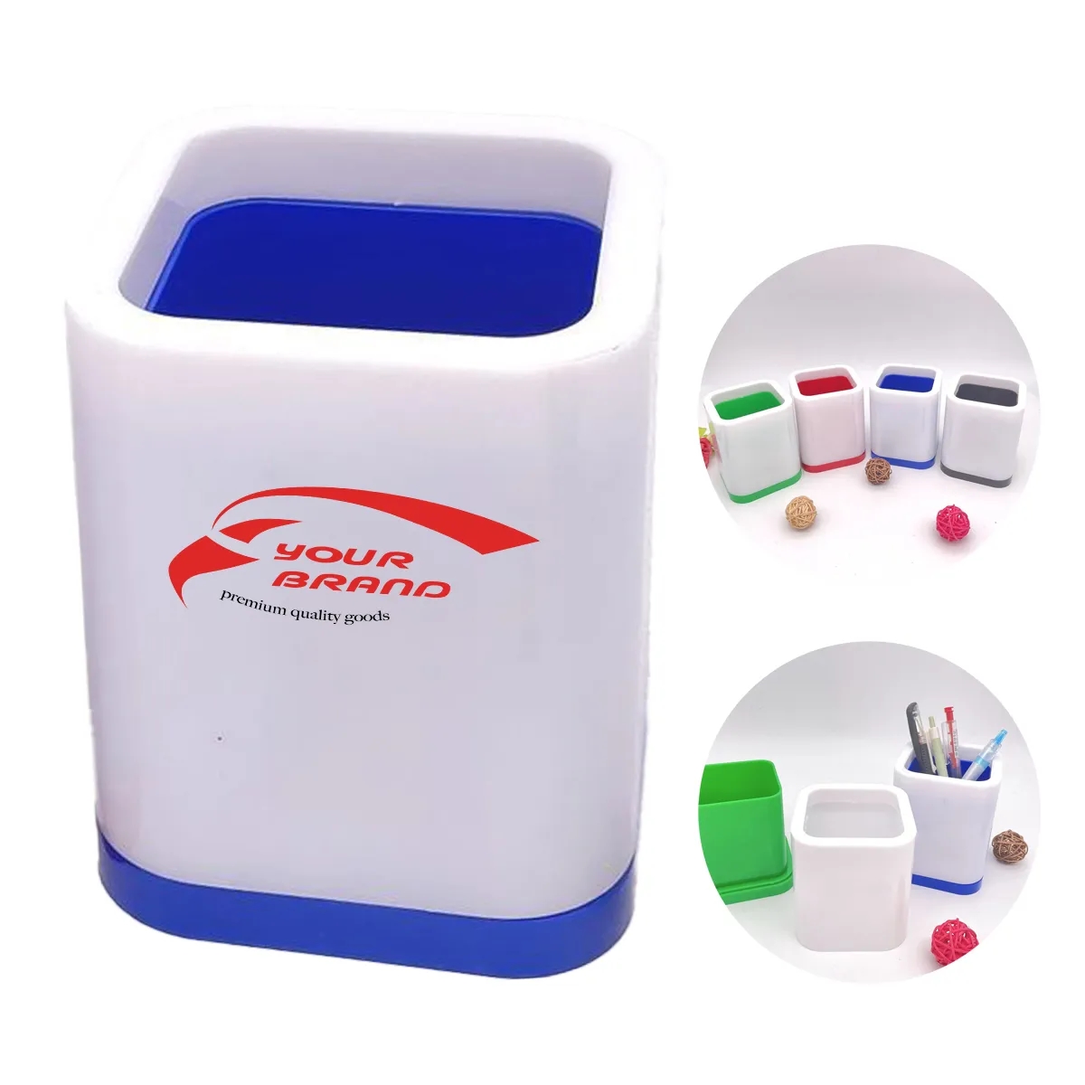 Plastic Pen Holder Storage Box Student Desktop Office 2