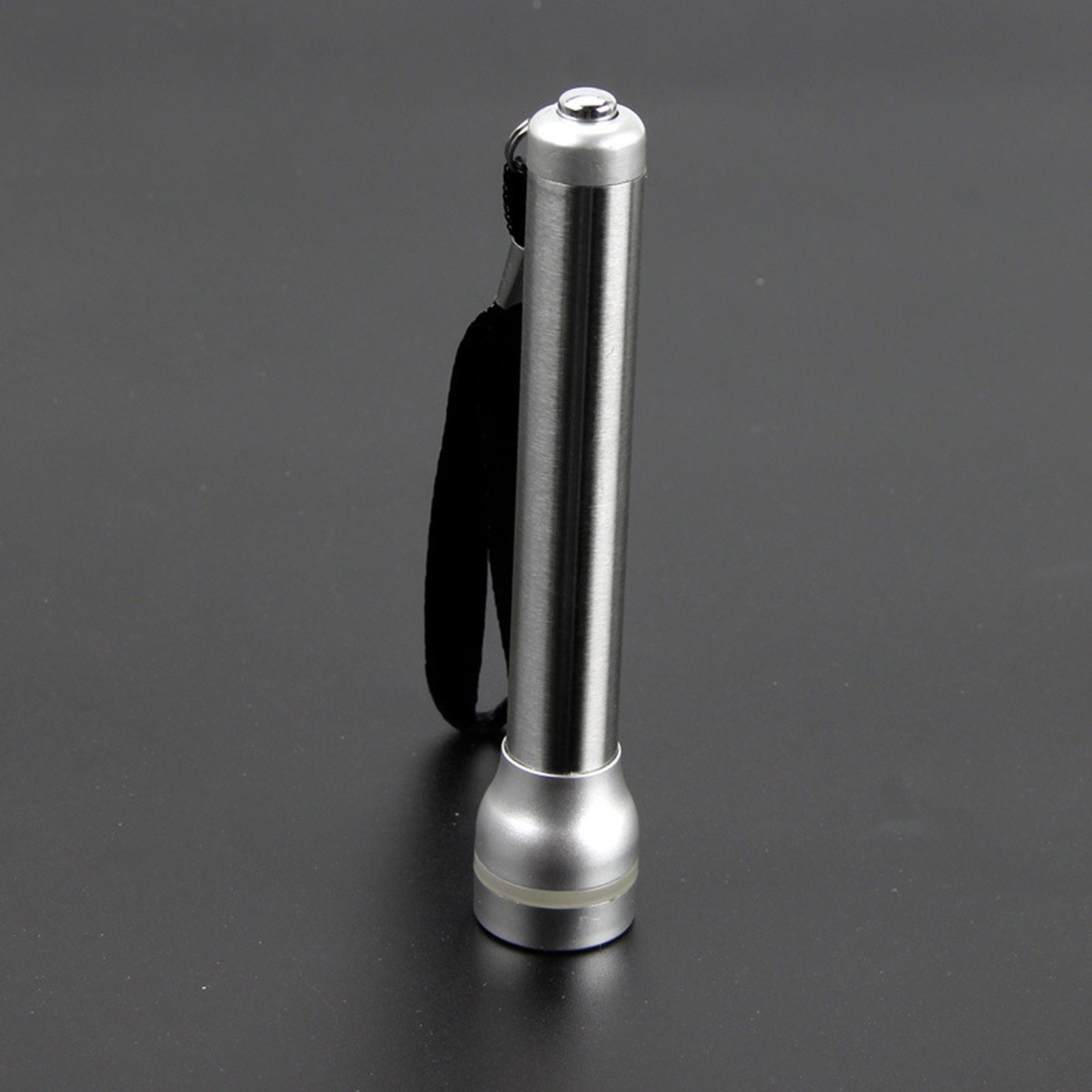 Round Top Stainless Steel LED Flashlight Compact Design With Wristband 4