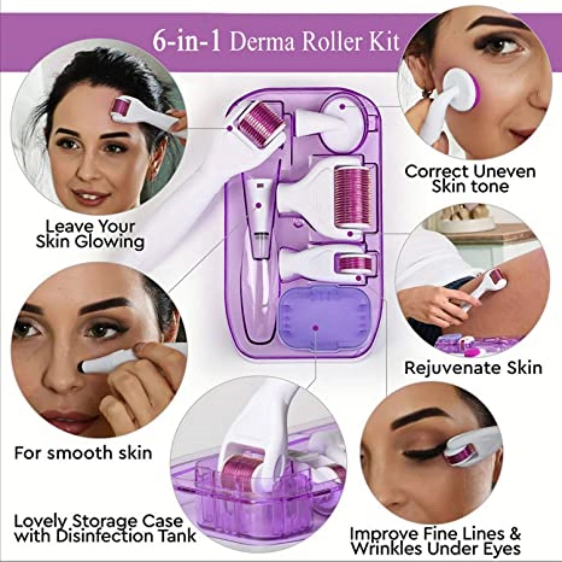 6 in 1 Dermaroller Kit for Face and Body Micro Needle 4