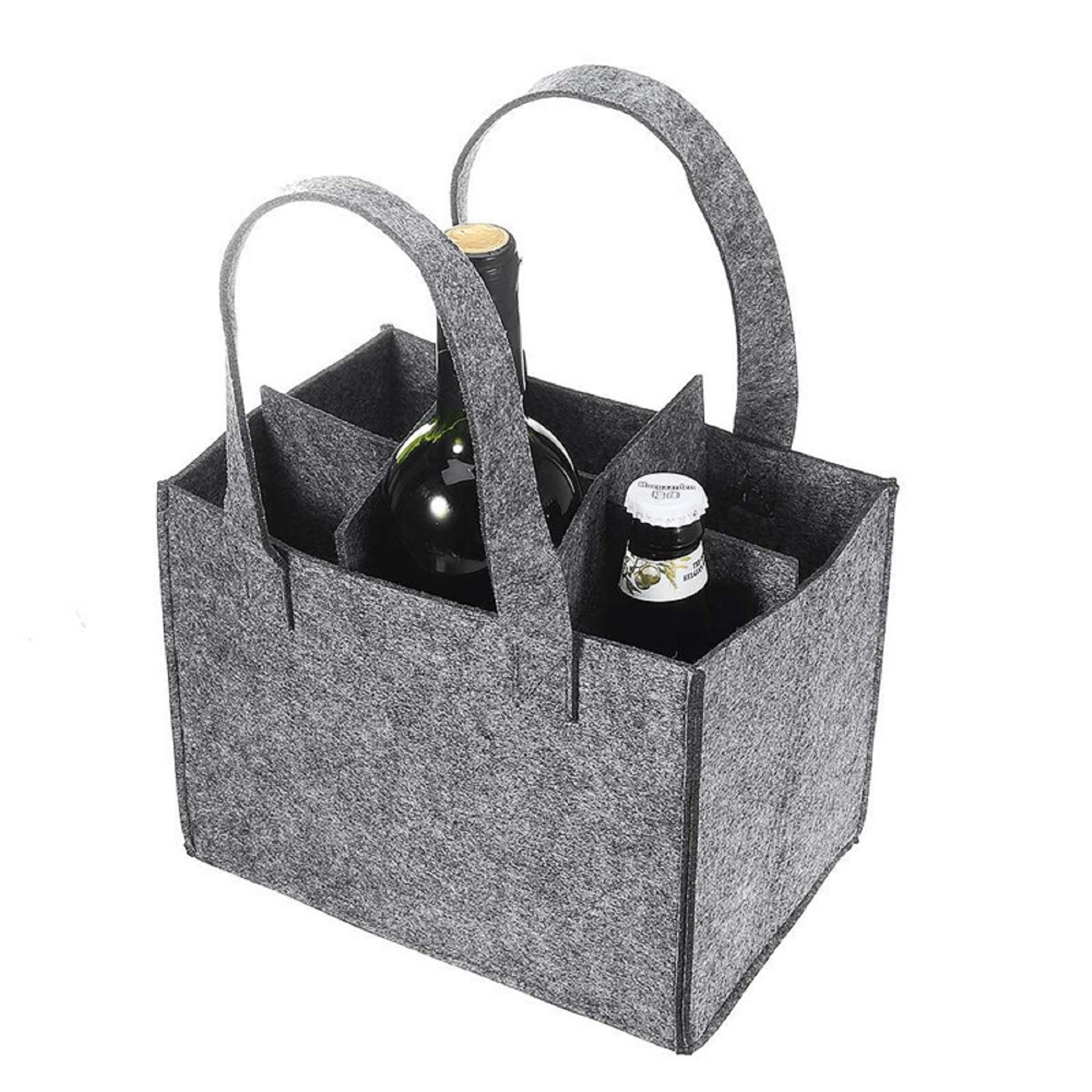 Multi-pockets Felt Wine Tote Bag Beer Pouch with Handle 1