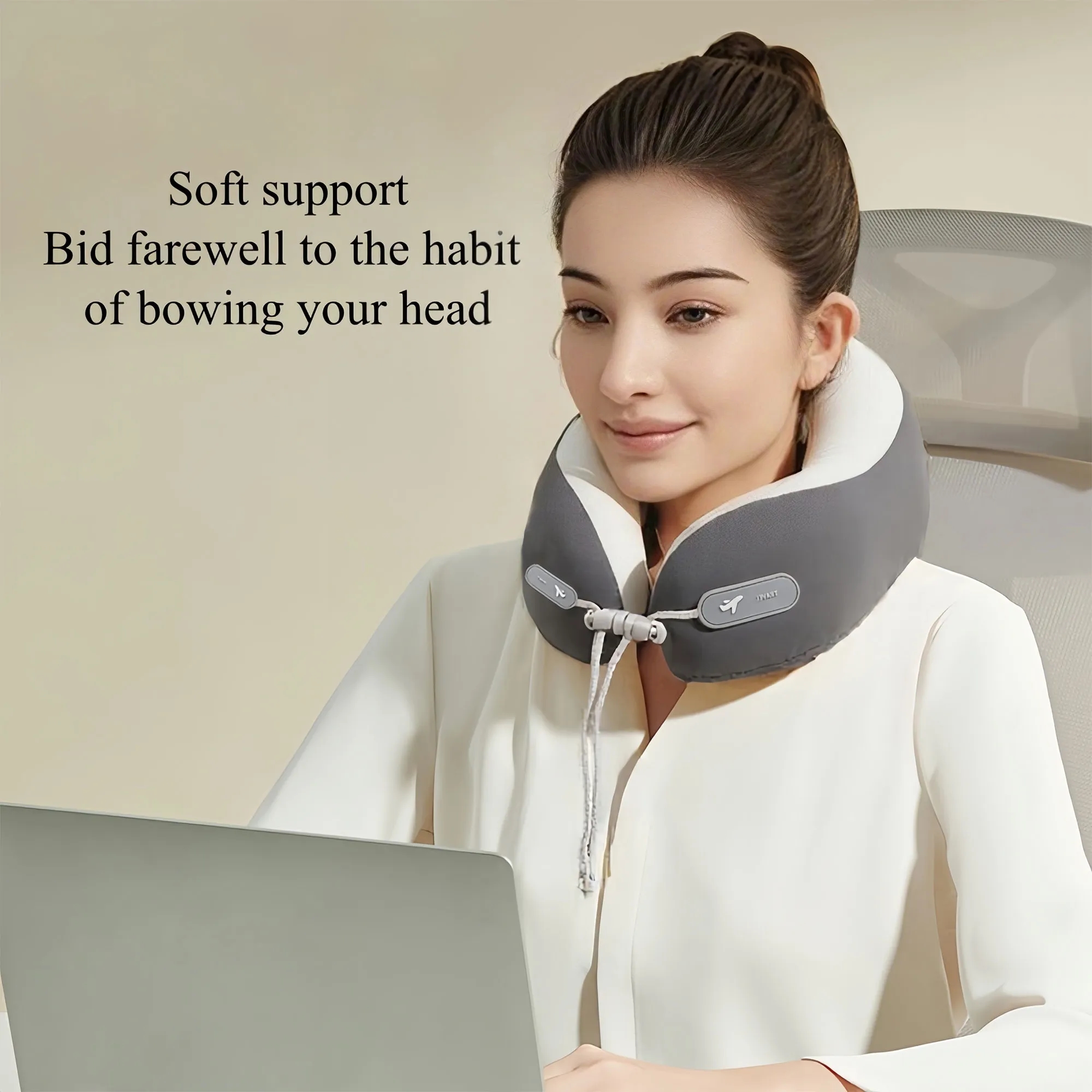 Cooling Memory Foam Neck Pillow With Portable Pouch 1