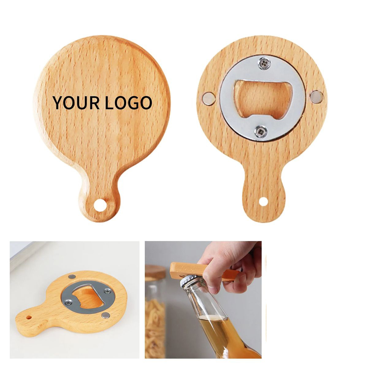 Wooden Refrigerator Bottle Opener with Magnet 5