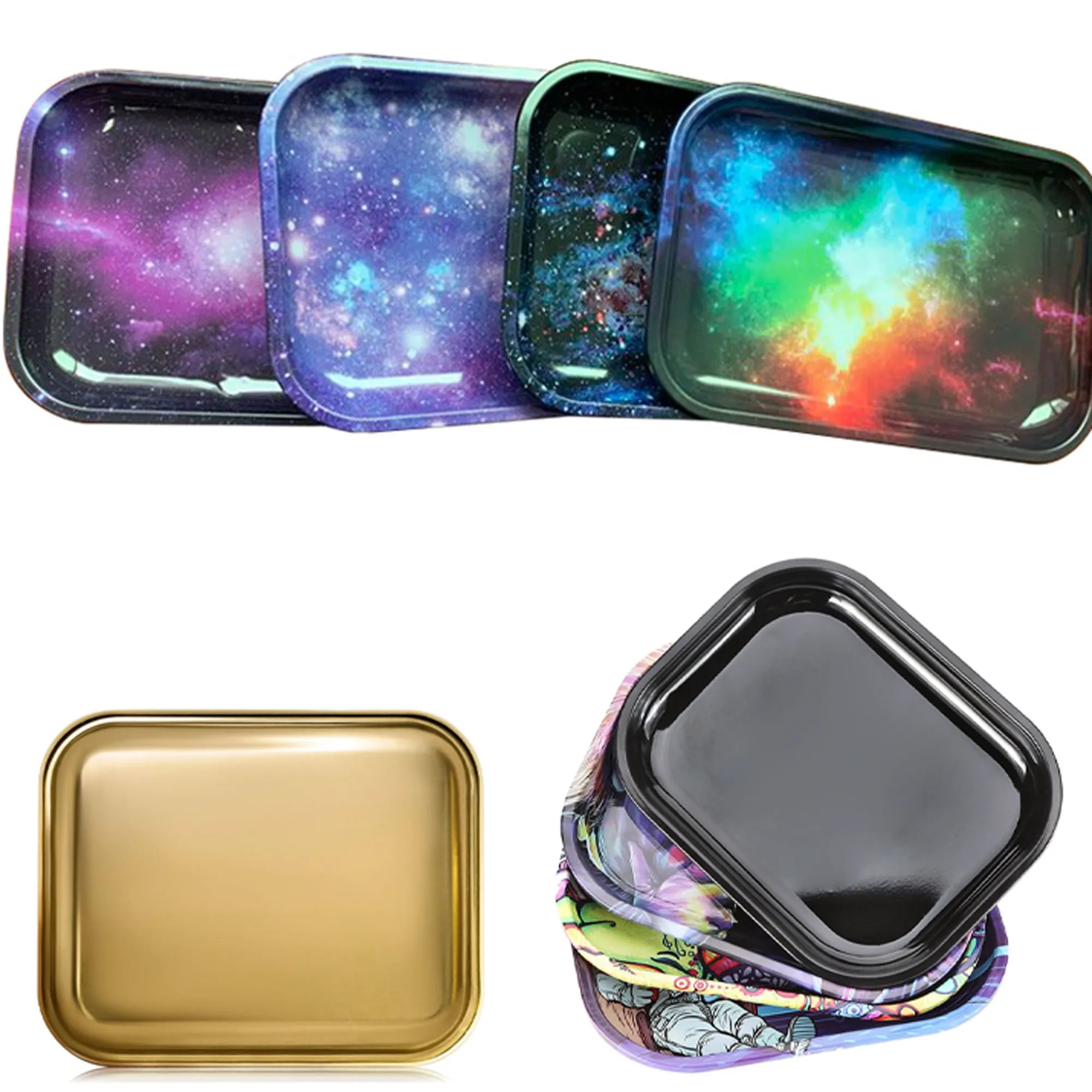 Full Color Custom Small Metal Rolling Tray MOQ 100PCS 2