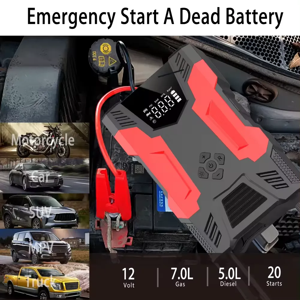 15000mAh Jump Starter w/ 150PSI Digital Auto Tire Inflator 2