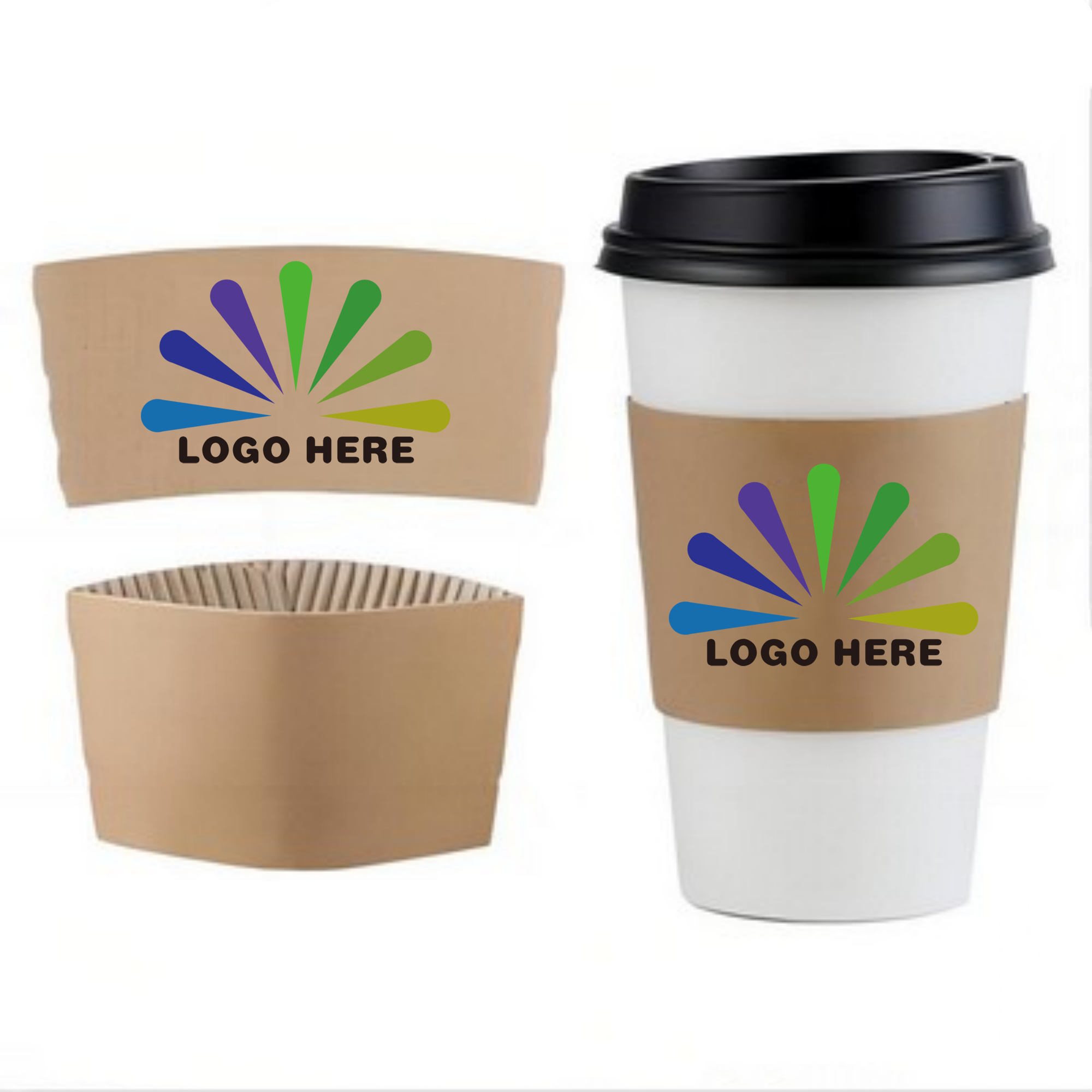 MOQ100 Custom Premium Printed Kraft Coffee Cup Sleeves 2