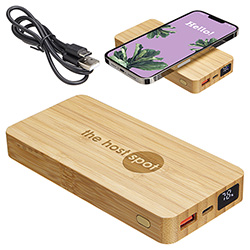 Bamboo 10000mAh Dual Port Power Bank with 10W Wireless Charger 5