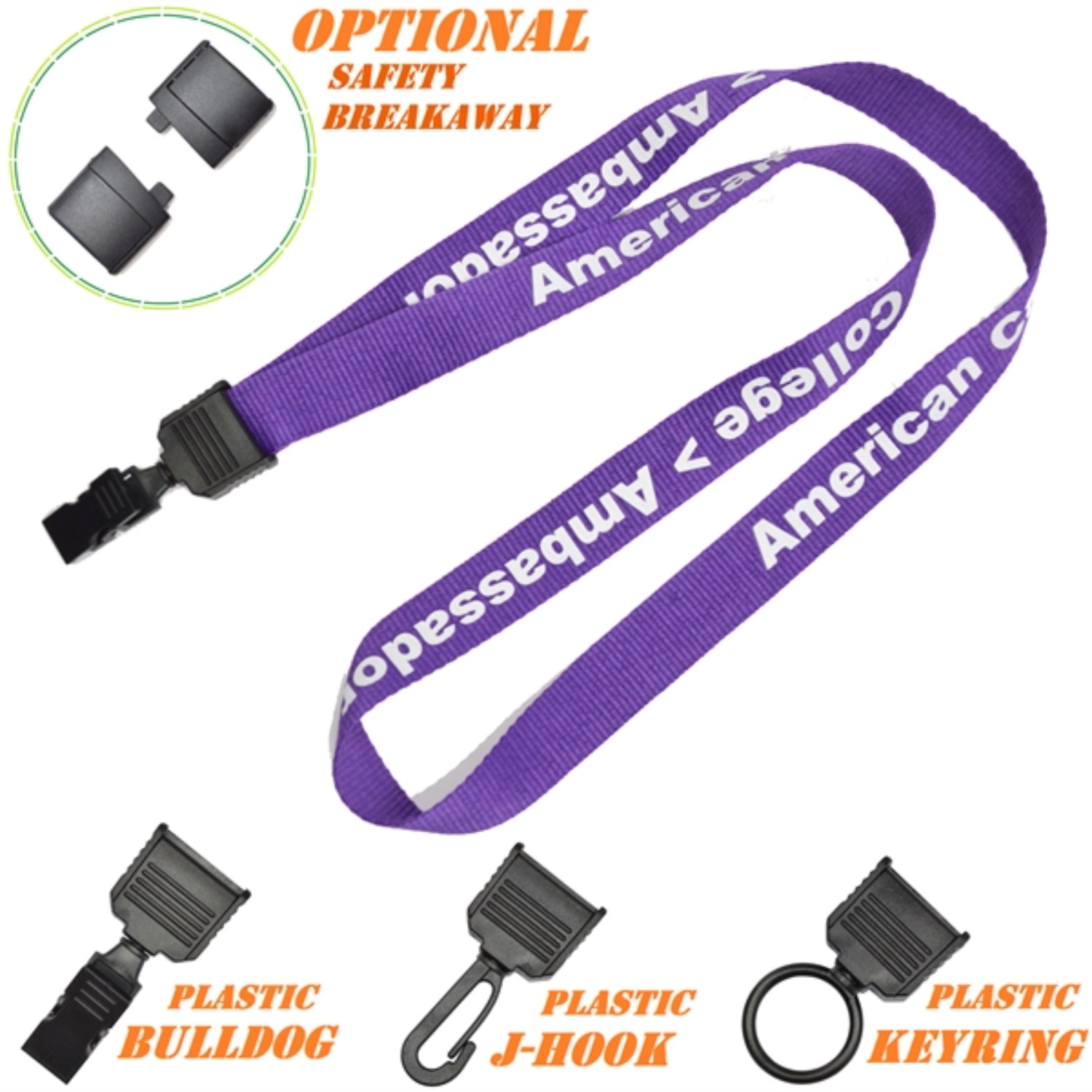 Screen Printed Polyester Lanyards w/ FREE Plastic Attachment 4