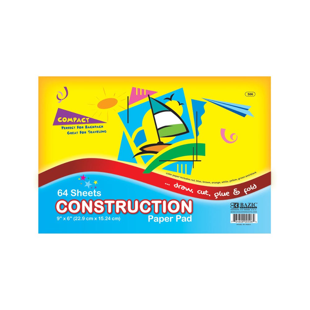 Mini Construction Paper Pads - 64 Pages 6" x 9" 2