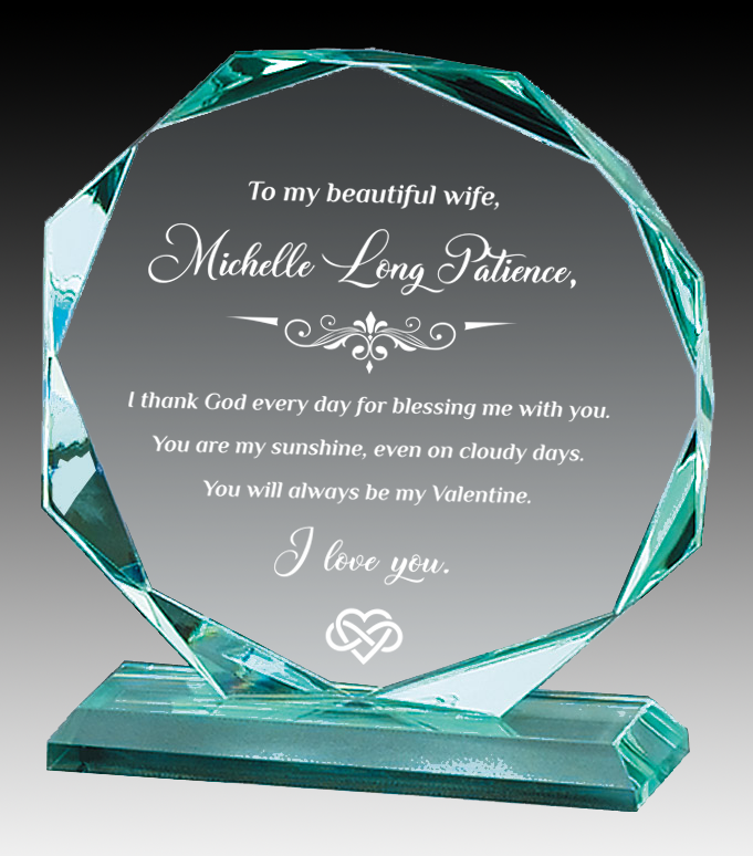 Beveled Jade Glass Octagon Award 2