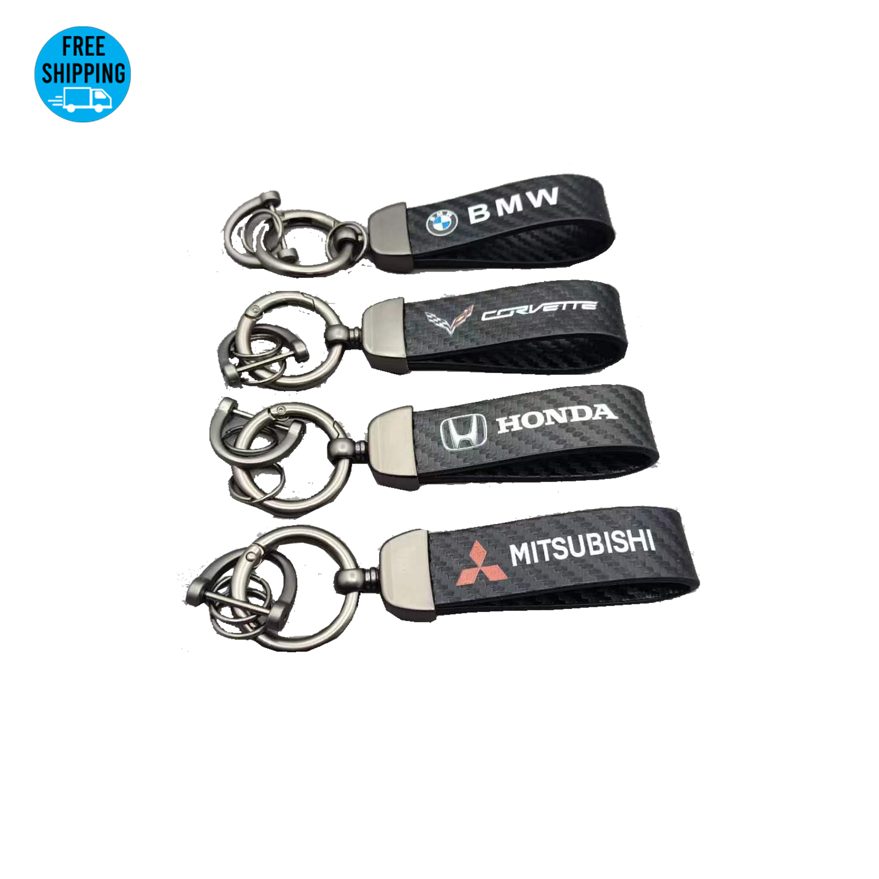 Microfiber Leather Car Key Chain with 360-degree Rotatable Swivel 1