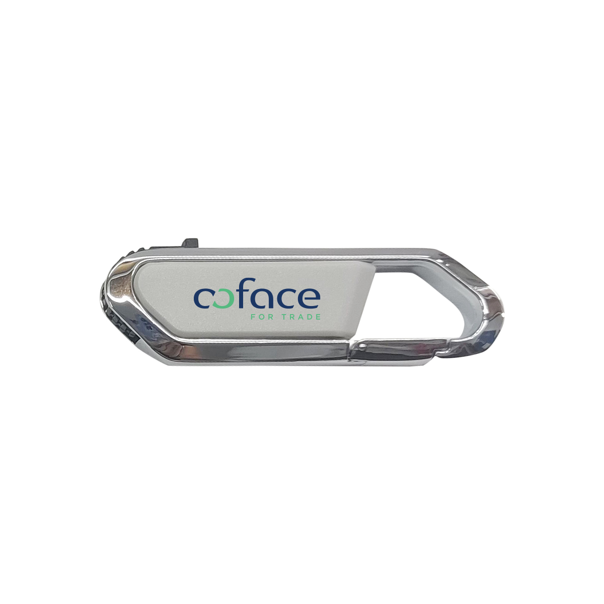 Carabiner USB Drive With Metal Rim And Capless Push/Retract USB 18