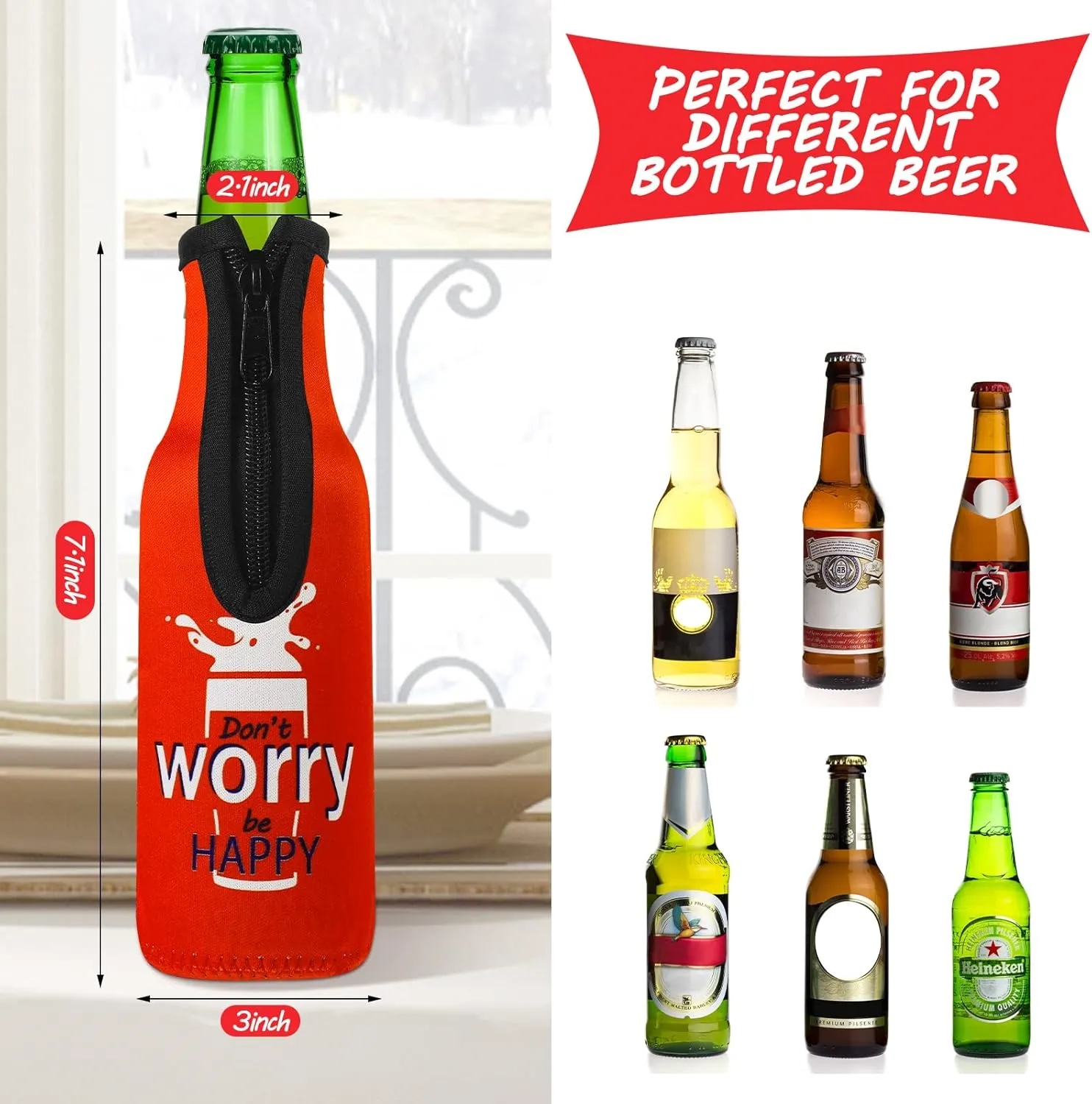 Zippered Bottle Can Cooler Holder 2