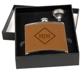 Engraved Faux Leather Flask Gift Set 2