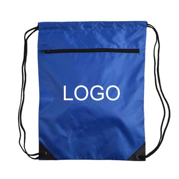 Denier Nylon Zipper Drawstring Backpack 3