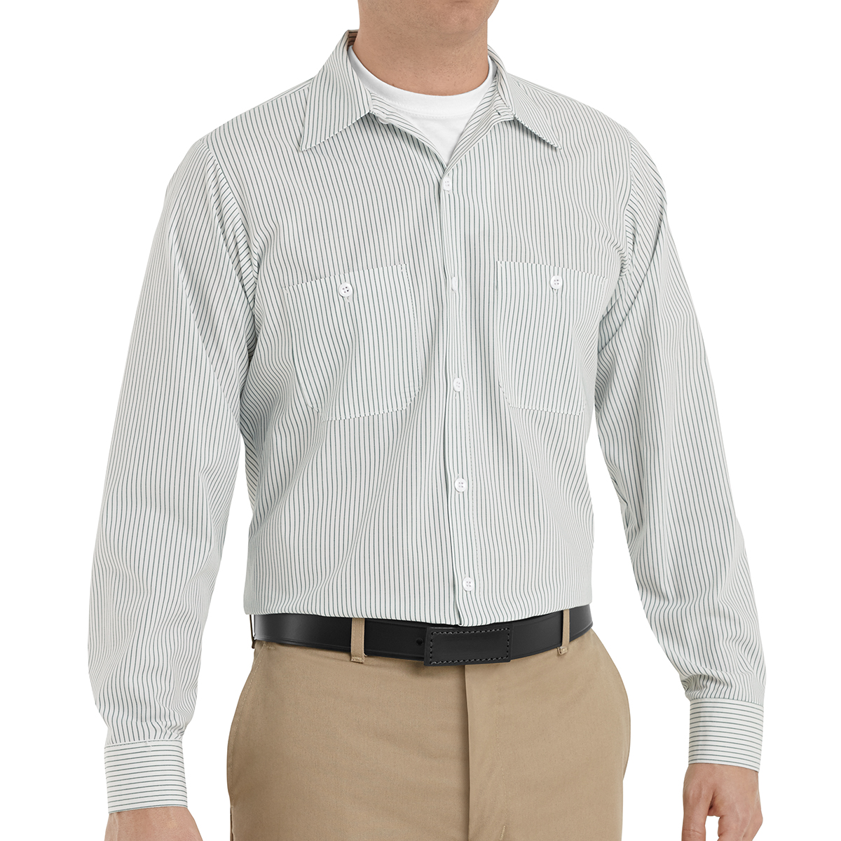 Red Kap Shirts - Men's Long Sleeve Industrial Striped Work Shirt 6
