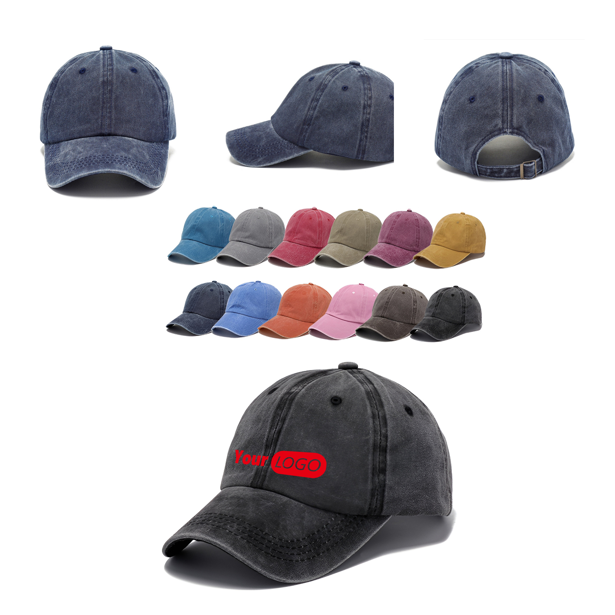 MOQ 50 Washed Embroidery Baseball Cap 2
