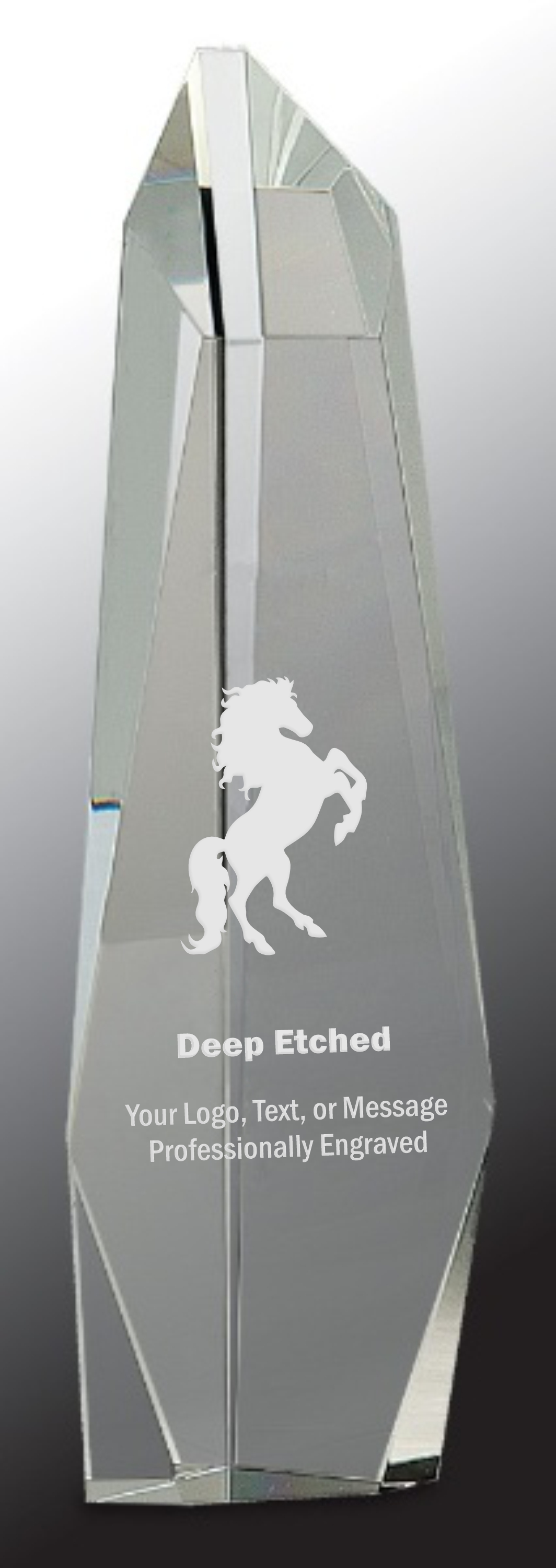 12" Clear Crystal Facet Slant-Top Tower Award