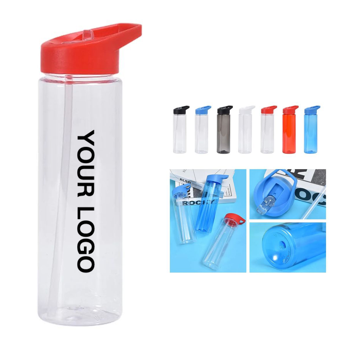 Large PS Drinking Cup with Built In Straw 24oz 2