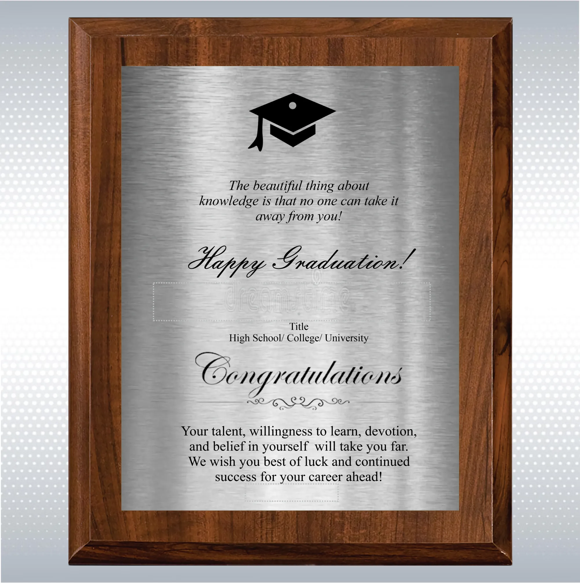 Cherry Finish Graduation Gift Plaque Award 13