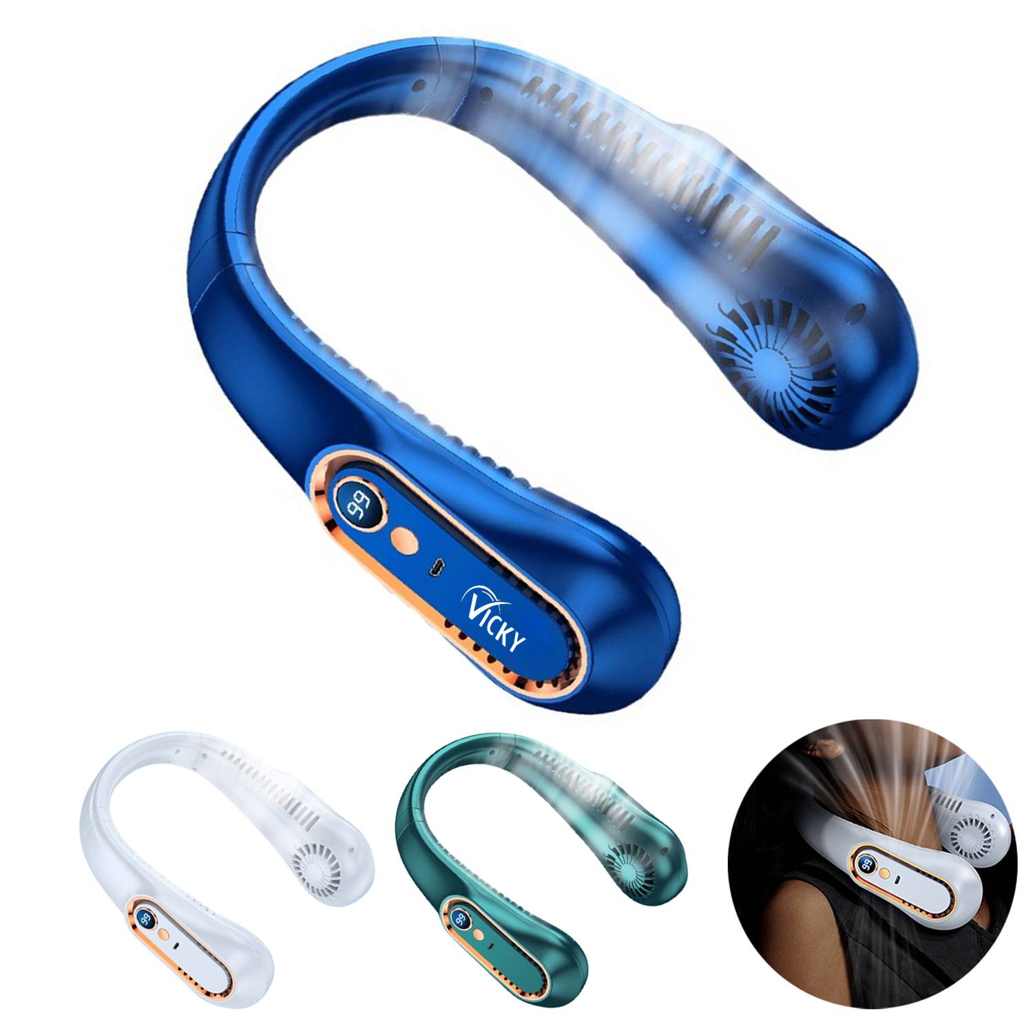 Portable USB Rechargeable Neck Fan 2