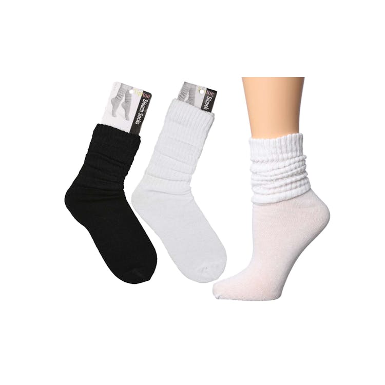 Women's Tipi Toe Crew Slouch Socks Black White 9-11 1 Pack 1